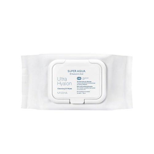MISSHA Super Aqua Ultra Hyalron Cleansing Oil Wipes - Olaj alapú, hidratáló tisztító kendő 30db