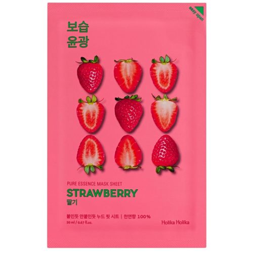 HOLIKA HOLIKA Pure Essence Mask Sheet Strawberry  - Eperkivonatos fehérítő fátyolmaszk 1db